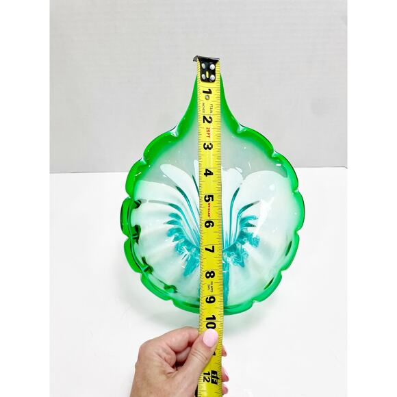 Murano Italian Blown Blue Green Turquoise Glass "Jack In The Pulpit" Vase - Picture 15 of 16